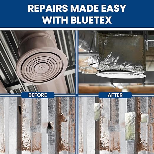 BlueTex Insulationㅤ HVAC Aluminum Foil Tape 6 inch x 150 ft (6 mil), Professional Grade Silver Duct Tape Metallic, Tear-Proof Woven HVAC Tape Heavy Duty for Ductwork, Dryer Vent & Insulation - 8 Rolls