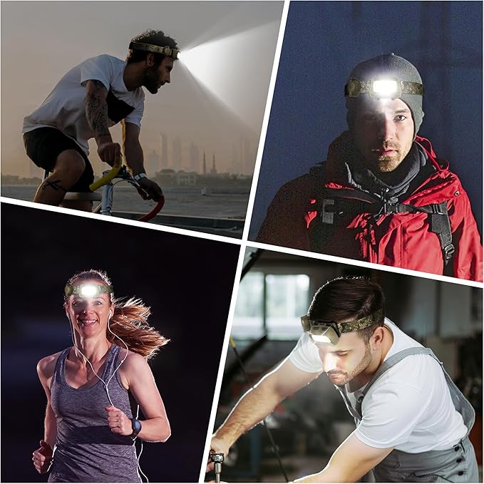 EverBrite Headlamp, 300 Lumens Head Lamp for Adults, 7 Modes with White/Red/Green Light, 30°Adjustable LED Headlight for Camping, Running, Hunting, 3 AAA Batteries Included