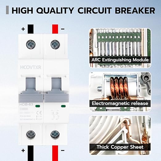 Solar Disconnect Switch 30A 550V PV Disconnect Switch Miniature Circuit Breaker IP65 Outdoor Waterproof Disconnect Box for RV Solar Panel and Off-Grid System (30A 550V)