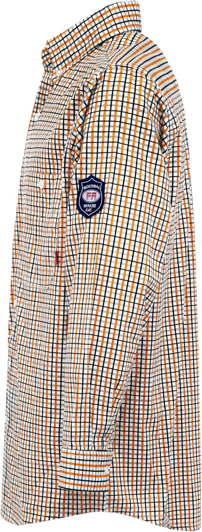 BOCOMAL FR Shirts for Men Printed Plaid Flame Resistant Clothing 6.5oz Cotton Button Up Welding Shirts NFPA2112 CAT2