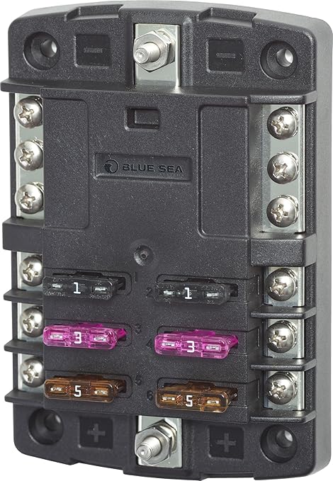 Blue Sea Systems 5030 ST Blade Fuse Block 6 Circuit with Ground, 100 Amps