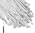 Metal Zip Ties 11.8 inch 100pcs 304 Stainless Steel Zip Ties Heavy Duty Multi-Purpose Self-Locking Cable Ties for Machinery, Vehicles, Exhaust Wrap, Farms, Pipes, Roofs, Cables, and Outdoor Fence