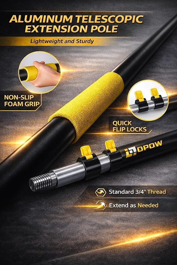 4.8-30ft Heavy-Duty Extension Pole - Maximum 36ft Reach for Large Commercial Buildings - Premium Aluminum Construction - Professional Grade Multi-Purpose Tool