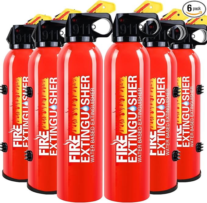 6 Pack Fire Extinguisher for Home with Mount - Upgraded 8-in-1 Portable Fire Extinguisher for Car Vehicle Boat House Kitchen, Water-Based Fire Extinguisher for A, B, C, K Fires