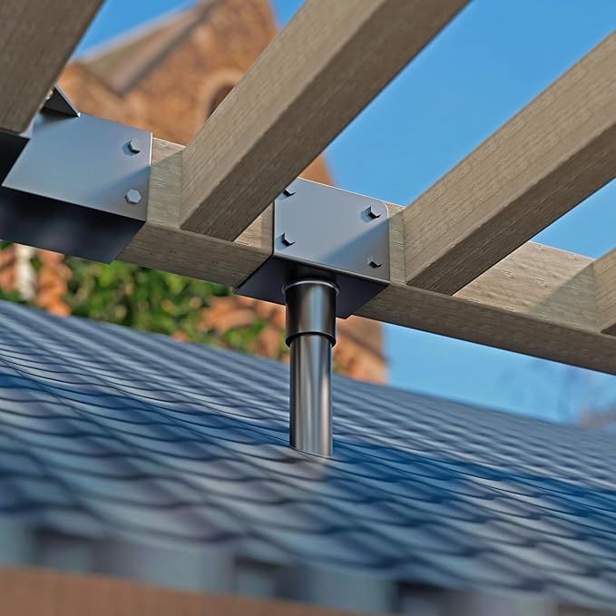 2Pack 3.6" Saddle Stainless Steel Roof Riser for Patio Pergola, 18-1/4 Inches High, Black Finish