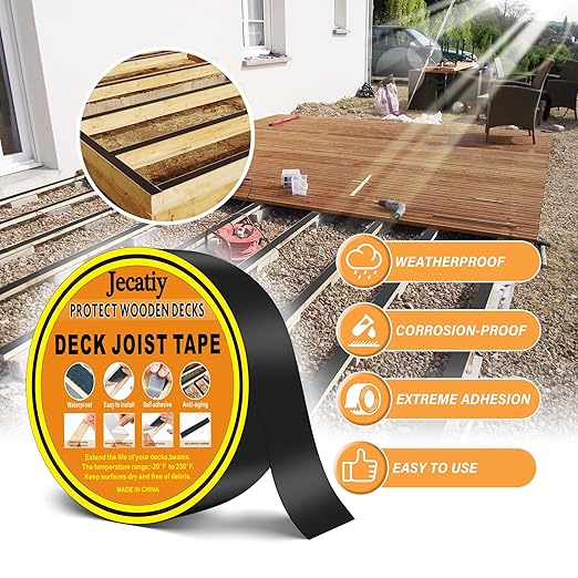 2" Joist Tape - 4 Rolls Butyl Tape for Decking, Top, Rim, Under Joists & Beams