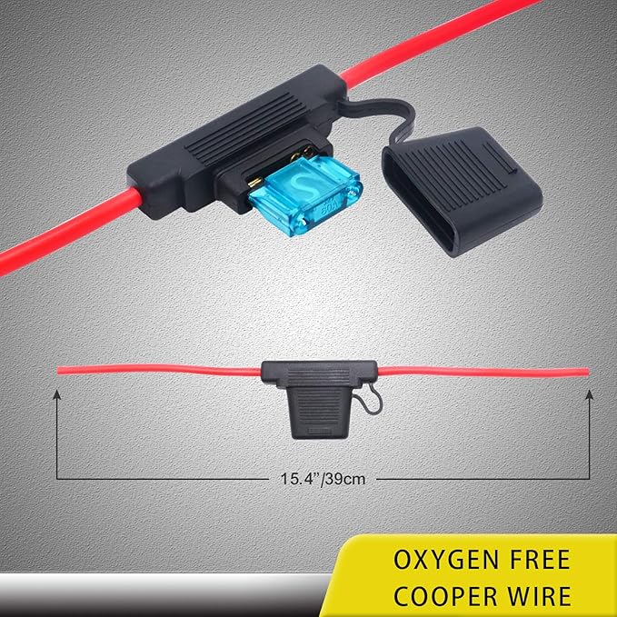 Recoil FHM62 2 Pack Waterproof MAXI Inline Fuse-holder with 6AWG Pure Oxygen Free Copper Wire with 2 x 40A, 2 x 60A & 2 x 80A Maxi Fuses