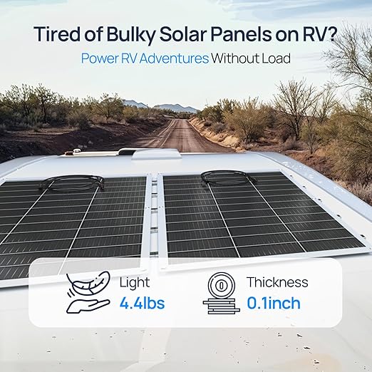 ECO-WORTHY 130 Watt 12BB Flexible Solar Panels,23.5% High-Efficiency Waterproof Monocrystalline Lightweight Solar Panel for RV,Boats,Curved Surfaces,Roofs,Cabin