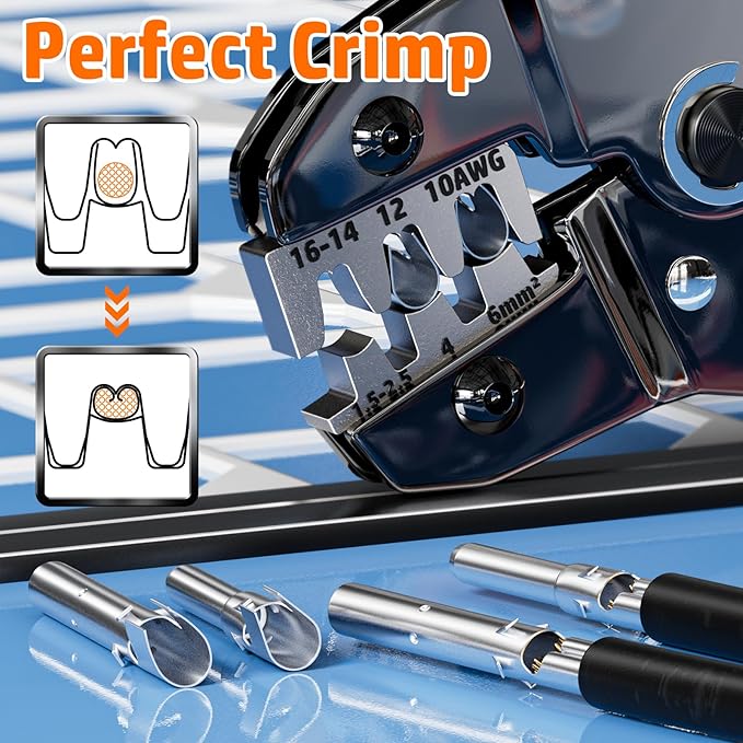 PEBA Solar Crimping Tool for 16-10AWG Solar Panel PV Cable, Solar connector crimping tools/Solar PV Tool, Solar Crimper for installing Solar Connectors easily and accurately, Orange+black