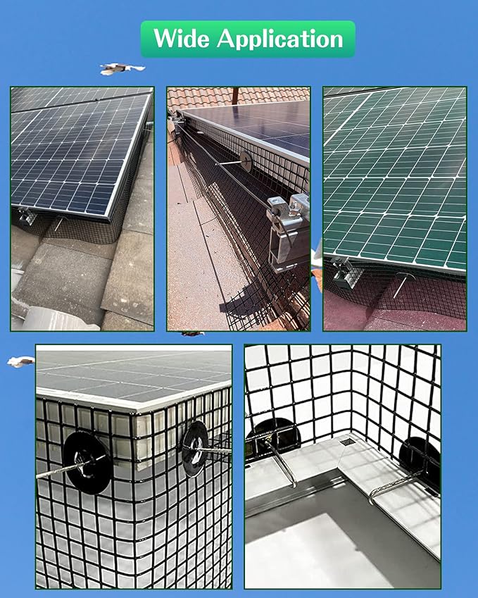 Solar Panel Bird Guard,6inx120ft Critter Guard for Solar Panels with 100pcs Fastener Clips,PVC Coated Galvanized Pigeon Solar Panel Mesh,Critter Guard with Plier,Gloves for Bird Proofing