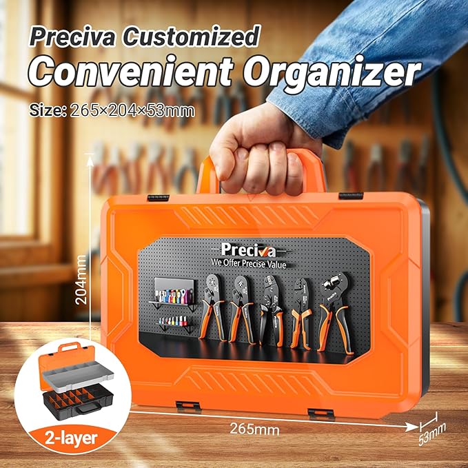 Preciva Spade Connector Crimping Kit, 28 Types Wire Connector Kit Wire Crimper AWG 22-13 with 420PCS Female Male Spade Connectors 2.8MM-6.3MM and 270 PCS Insulation Sleeves