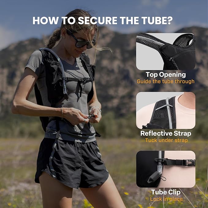 EVERFUN Hydration Backpack Running Vest Small Hiking Water Backpack with 1.5L Water Bladder for Women Men, Lightweight Reflective Phone Holder Hydro Pack for Trail Running, Biking, Race, Marathons