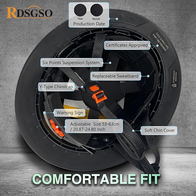 Full Brim Hard Hats ANSI/ISEA Z89.1 Type I Class E Certified 6-Point Suspension Lightweight Adjustable Safety Helmet for Construction Industrial