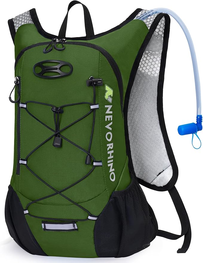Lightweight Hydration Backpack, Running Backpack with 2L Water Bladder, Hydro Water Daypack for Cycling Hiking Rave for Men Women