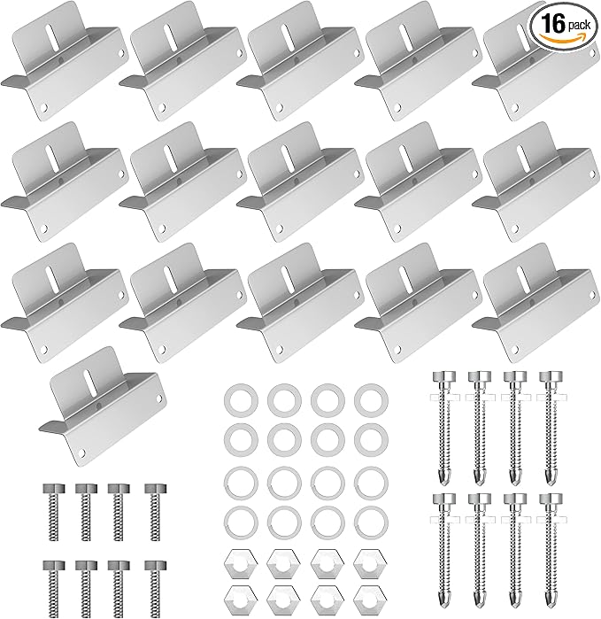 Solar Panel Mounting Brackets, Solar Panel Mount, Z Bracket, Z Brackets for Mounting, Roof, RV, Trailer, Rack, Wall, Home, Off Grid, Boat, Camping, Setup, Aluminum, Installation Hardware Kit, 16 PC