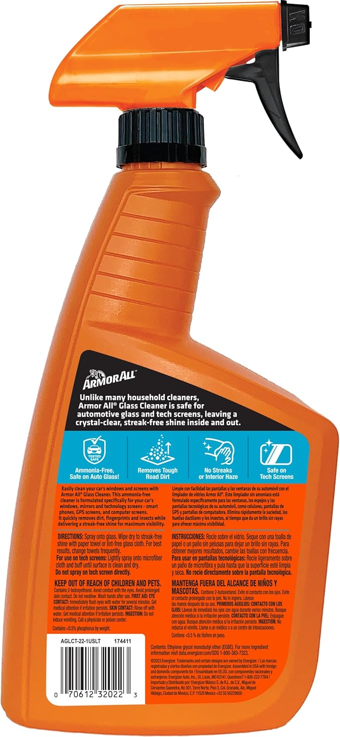 Armor All Liquid Auto Glass Cleaner, Glass Cleaners for Cars, Trucks, 22 Fl Oz Each