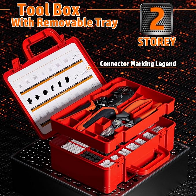 PEBA Crimping Tool and JST Connector Kit - 24 Types of 2.0 mm JST-PH Connectors & Crimp Pins, 2.5 mm JST-XH & JST-SM Housings and Contacts, for DIY Electronics - Suitable for AWG 32-20 Wires