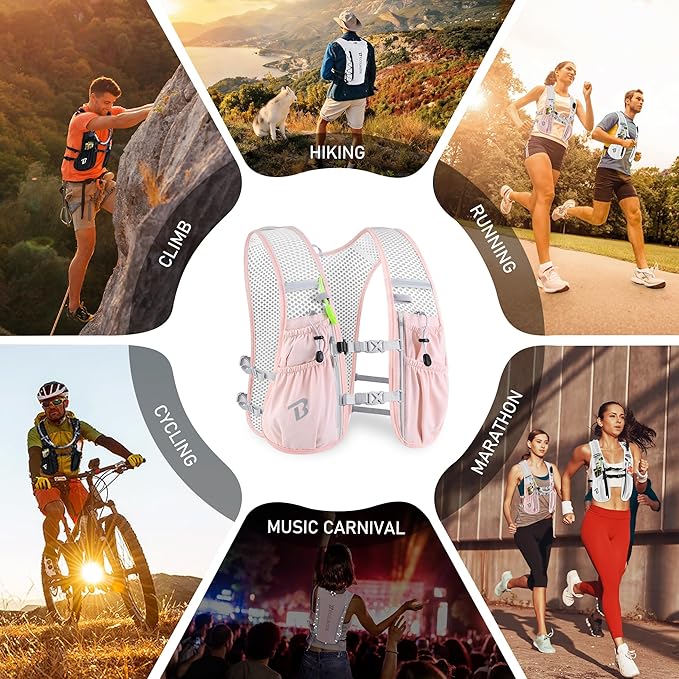 Running Vest Hydration Backpack for Men Women, 5L Lightweight Running Backpack Hydration Pack for Marathon, Trail, Cycling, Hiking, Jogging