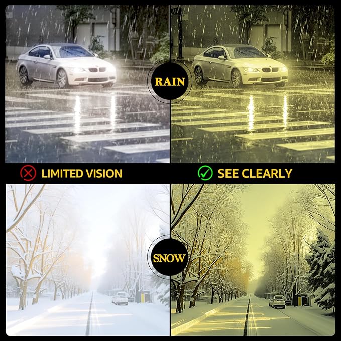 TJUTR Fit-Over Night Vision Driving Glasses for Men Women, Anti-Glare Polarized UV400 Yellow Lenses for Nighttime Safety