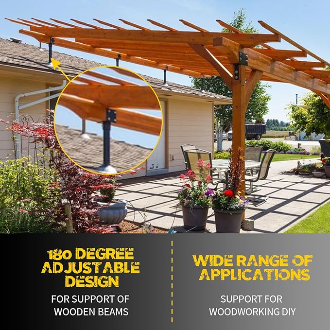 Roof Riser Bracket Kit,Adjustable Angle Roof Riser for 4 x 4(Actual:3.5" x 3.5") Lumber,Heavy Duty Steel Roof Riser Beam Bracket for Outdoor Pergola,Porch,Log Cabin with Screws - 1Pack
