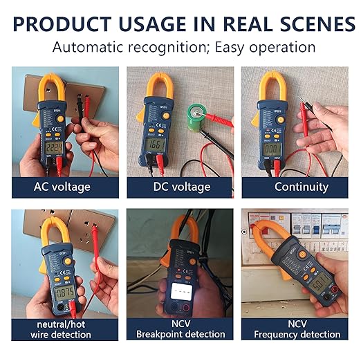 IZIO Digital Clamp Meter Multimeter 5999 Count, Ampere Voltage Tester Auto Ranging with AC DC Voltage, AC Current,Resistance,Capacitance,Continuity,Live Wire Test, NCV,Non-Contact Voltage Tester, Blue