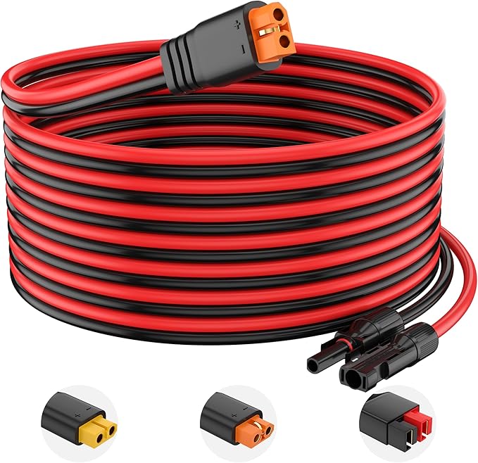 12AWG Solar Extension Cable Solar Connector to XT60i Female Adapter Solar Panel Charge Extension Cable for RV Foldable Solar Panel (2FT)