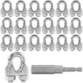 18PCS 3/16 to 1/4 Inches M5 Stainless Steel Wire Rope Clips