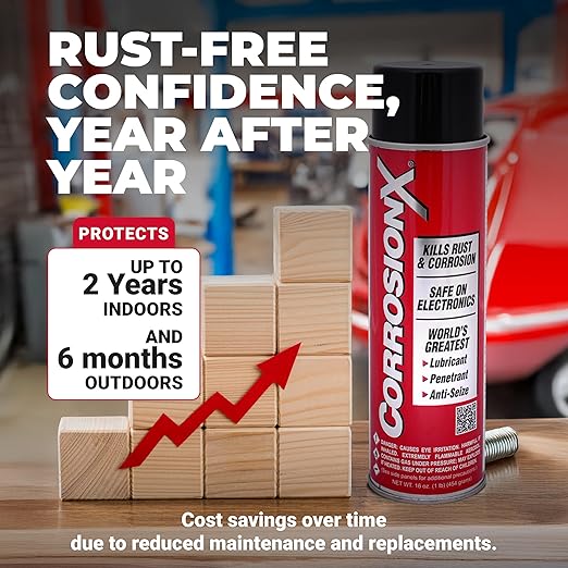 CorrosionX Rust Inhibitor, Industrial-Strength Dielectric Corrosion Prevention, Lubricant & Penetrant for Marine, Automotive, Electronics & RV Use, Protects Bolts, Cables, Engines, 16oz Trigger Spray