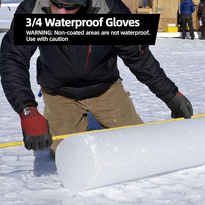 Schwer 6 Pairs Winter Work Gloves with 3/4 Double-Dipped Coating, Thermal Insulated Gloves with Grip & Abrasion Resistance, ANSI A2 Cut Resistant Warm Glove for Cold Weather, Snow, M, CR3313