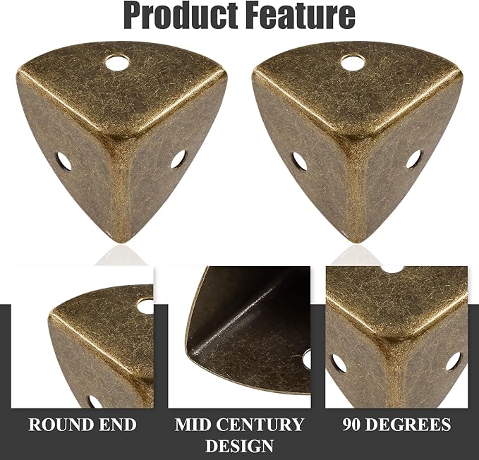 24pcs Antique Corner Guards Box Edge Protector, Shelf Edge Protector Decorative, Wood Guard Corner Hardware with Mounting Screws(Bronze)