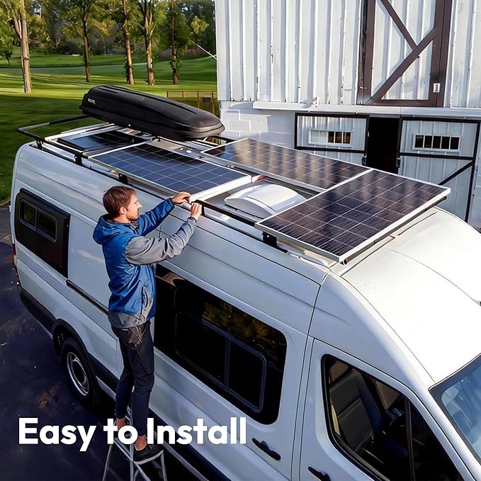 JJN 200 Watt Solar Panels, 12V 100W Solar Panel 2PCS,10BB Monocrystalline 23% High Efficiency PV Module Power Charger for RV, Home, Farm, Boat, Caravan and Off-Grid Applications