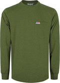 BOCOMAL Men's FR Shirts Long Sleeve Crewneck EX Soft Heather Series 6oz Midweight Flame Resistant Work T Shirt CAT2