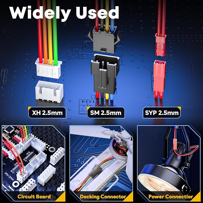 Crimping Tool JST Connector Kit, 29 Types of JST-XH/SM/SYP 2.5mm Connectors, with 32-20 AWG Ratchet Crimping Pliers and Wire Strippers, for JST, Dupont, KF2510, Molex, AMP EI-Serie