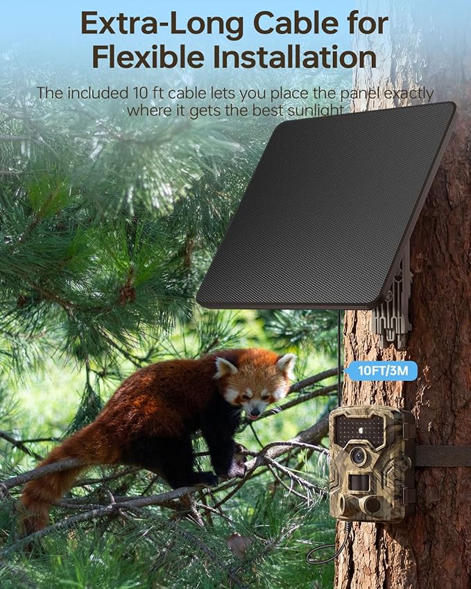 KJK 6W Trail Camera Solar Panels, Solar Battery Charger 12 Volt, Waterproof Hunting Accessory, Ideal for 24/7 Wildlife Monitoring, Compatible with All Wireless/Cellular Trail Cameras, 10000mAh Battery
