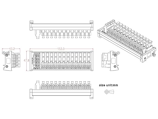 DC Power Fuse Distribution Strip Module (12 Position, DIN Rail Mount)