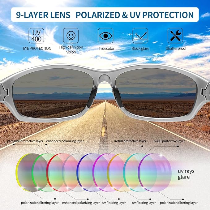 Joopin Sports Sunglasses Polarized UV400 Protection Wrap Around Sun Glasses Shades for Men Women