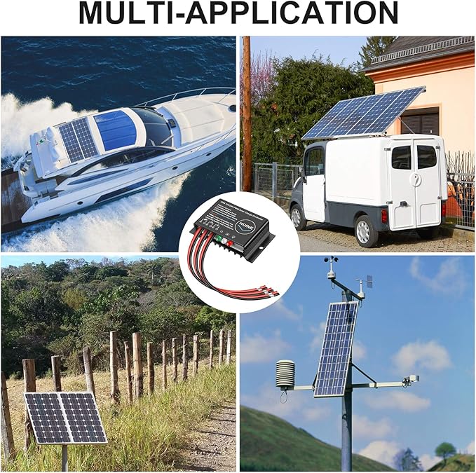 20A 12V 24V Auto IP68 Waterproof PWM Solar Charge Controller Solar Panel Battery Intelligent Regulator for Solar System Caravan Boat(24 Hours Working Mode)