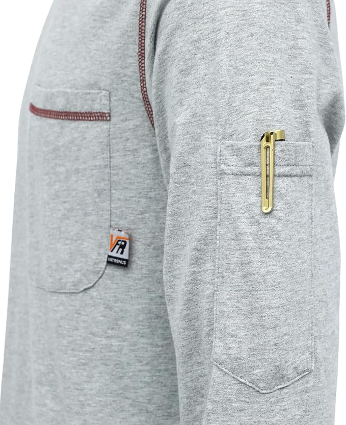 VATRENUS FR Shirts Crewneck 5.5oz Lightweight Flame Resistant 100% Cotton Men's Pre-Washed Fire Retardant Workwear