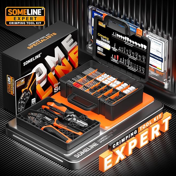 SOMELINE Crimping Tool Connector Kit, 37 Types JST-XH/SM/SYP 2.5mm & Dupont 2.54mm Connectors, 32-20 AWG Ratchet Crimper for JST & Dupont - Assortment for DIY Electronics, RC Models, and 3D Printing