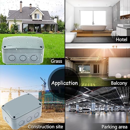 2PK Electrical Junction Box, Nineleaf IP66 Weatherproof Junction Box, 4.9"x 3.3"x 2.3" (125x86x62mm), PVC/ABS Plastic Electric Project Boxes, Universal Watertight Enclosure, for Pond,Terrace,Workshop