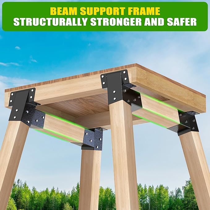 Dolibest Heavy Duty Deer Stand Brackets, 4x4 Compound Angle Bracket, Powder Coated Elevated Bracket for Outdoor Platforms, Deer Hunting, Shooting Shack, Observation Decks& Tree Houses (4Pack)