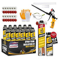 UPGRADED v2.0 Spray Foam Insulation Kit - Closed Cell Spray Foam, 32.8 oz Can, DIY Wide Polyurethane Expanding Sealant for Garage Door, Attic, Covers 240 Board ft(12 Pack, Gun & Cleaner)