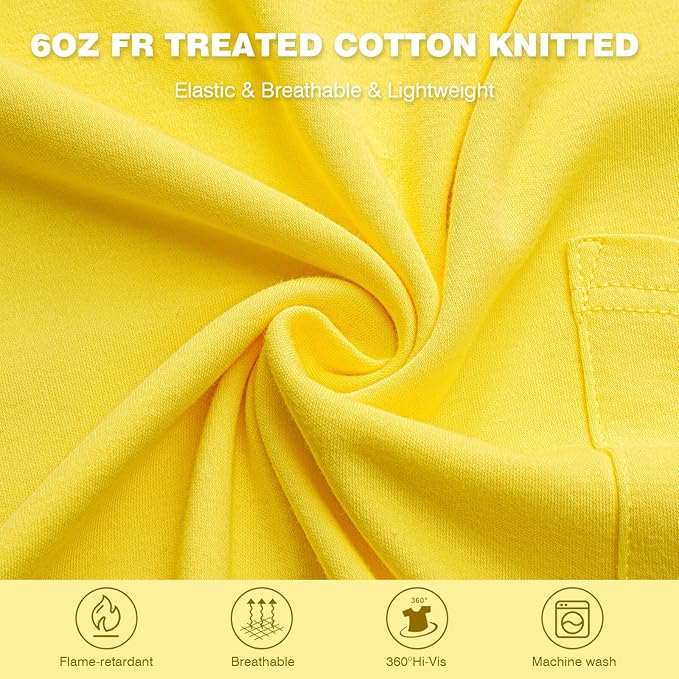 SKSAFETY FR Shirts for Men Long Sleeve, Welding Shirt 6oz Lightweight High Vis Fire Resistant Flame Retardant Shirt CAT2