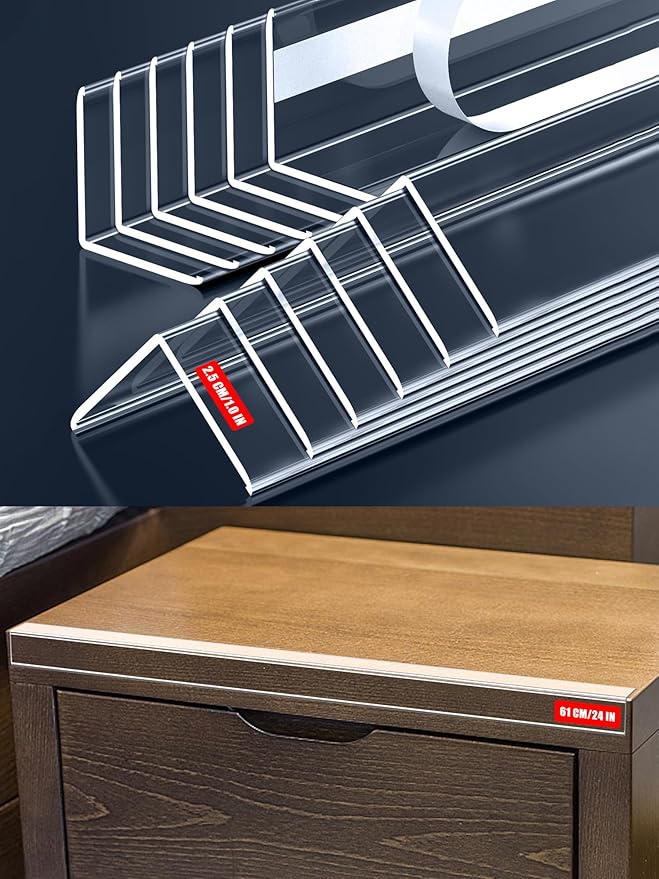 Clear Corner Protectors – Self-Adhesive Baby Proofing Safety Bumpers for Walls, Furniture, Cabinets & Desks – Freely Spliced to Meet Your Needs(12PCS, 2.5x60.96cm/1.0x24in)