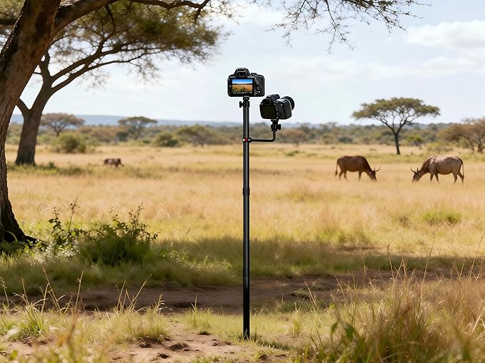 Heavy Duty Ground Stake Mount Stand, 2-Pack Upgraded 56" Trail Camera Holders with 4-Pack 360° Adjustable Ball Heads 1/4"-20(6mm) for Outdoor Trail Camera, DSLR, Solar Panel, LED Light, Birdhouse