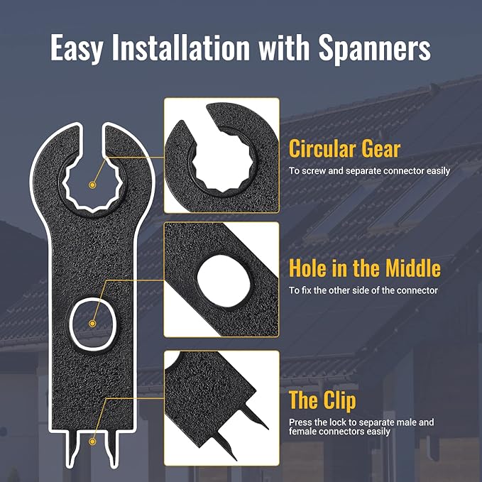 BougeRV 44 PCS Solar Connectors Solar Panel Cable Connector Kit with Spanners - IP68 Waterproof 22 Pairs Male/Female (8AWG)