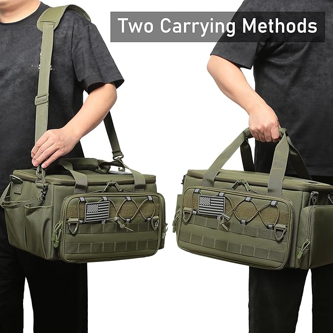 15-Inch Tool Bag Multi-purpose Tool Organizer Bag For Men with Shoulder Strap, Tactical Range Bag Work Tote for Repairman, Carpenters, Handymen (Army Green)