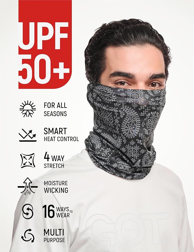 GOT Sports Cooling Neck Gaiter - UPF 50+ Fishing Face Mask for Men Women - Thermoregulation & UV Sun Protection