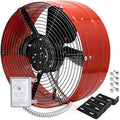Hiorucet Upgraded 15 Inch Gable Vent Fan, 1300CFM 1850 SQF Low Noise Attic Exhaust Fan with Adjustable Thermostat, 14 Inch Blade and Permanently Lubricated Motor, 1075RPM Gable Mount Fan, Red