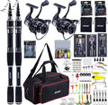 Goture Fishing Rod and Reel Combo, Red Telescopic Fishing Pole with Full Starter Kit & Carrier Bag, Portable 24T Travel Spinning Rod for Bass Trout, Freshwater Beginners Gift